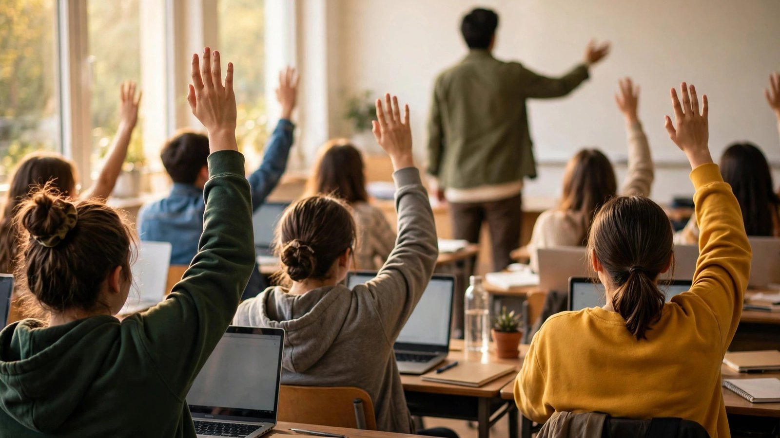 Formative assessment in action: a teacher checking understanding with a show of hands during a lesson
