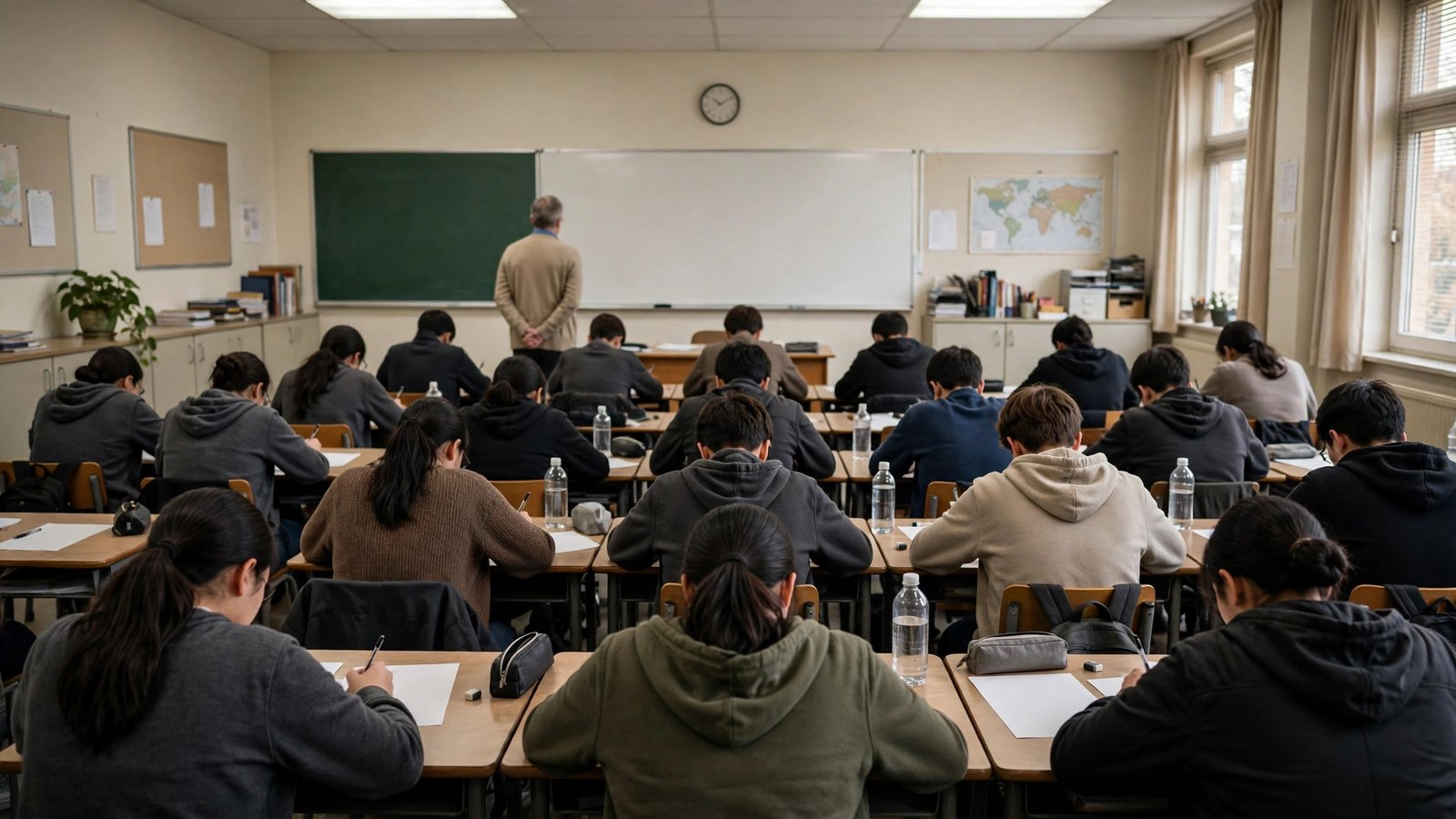 Types of assessment in education: a formal classroom test in progress
